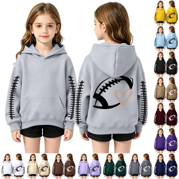 WhouRiu Girls Fashion Graphic Hoodies Kids Casual Long Sleeve Hooded Pullover Autumn Winter Cute Cozy Sweatshirts With Pockets,8-9 Years