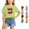 thumbnail image 1 of WhouRiu Girls Fashion Graphic Tees Back To School Kids Short Sleeve Crew Neck Tshirt Comfortable Cute Casual Summer T Shirts,6-8 Years, 1 of 5