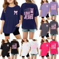 thumbnail image 1 of WhouRiu Girls Fashion Graphic Tees Kids Short Sleeve Crew Neck Tshirt Comfortable Cute Casual Summer T Shirts,150, 1 of 4