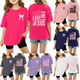 thumbnail image 1 of WhouRiu Girls Fashion Graphic Tees Kids Short Sleeve Crew Neck Tshirt Comfortable Cute Casual Summer T Shirts,90, 1 of 4