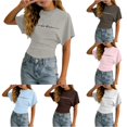 thumbnail image 1 of WhouRiu Girls Fashion Letter Graphic Tees Kids Short Sleeve Crew Neck Tshirt Comfortable Cute Casual Summer T Shirts,9-10 Years, 1 of 4