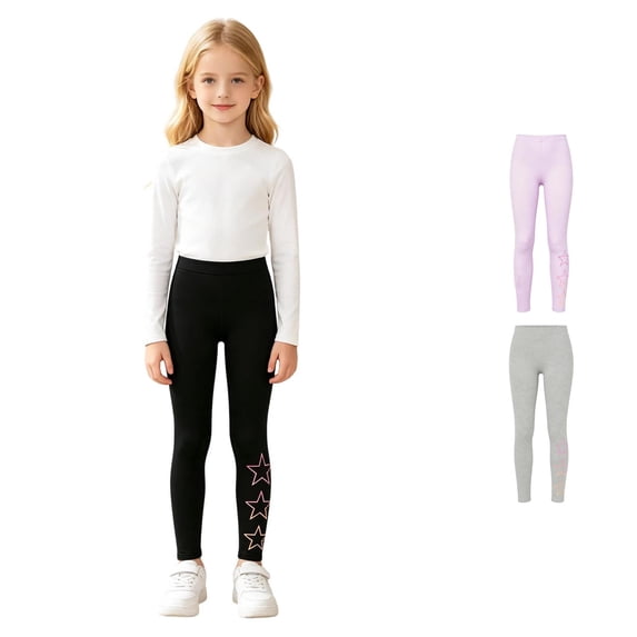 WhouRiu Girls Fashion Stars Print Leggings Casual Elastic Waist Slim Fit Yoga Pants Kids Comfortable Versatile Everyday Trousers,5-6 Years
