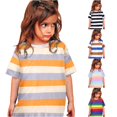 thumbnail image 1 of WhouRiu Girls Fashion Striped Graphic Tees Kids Short Sleeve Crew Neck Tshirt Comfortable Cute Casual Summer T Shirts,6-7 Years, 1 of 4