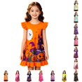 thumbnail image 1 of WhouRiu Girls Halloween Graphic Dresses Sleeveless Flutter Sleeve Crew Neck Dress Kids Comfortable Cute Party Nightgown,4-5 Years, 1 of 4