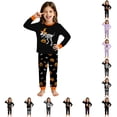 thumbnail image 1 of WhouRiu Girls Halloween Graphic Pajamas Long Sleeve Crew Neck T Shirts And Pants Pajama Set 2 Piece Kids Autumn Winter Cozy Cute Sleepwear,5-6 Years, 1 of 6