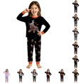 thumbnail image 1 of WhouRiu Girls Halloween Graphic Pajamas Long Sleeve Crew Neck T Shirts And Pants Pajama Set 2 Piece Kids Autumn Winter Cozy Cute Sleepwear,8-9 Years, 1 of 6