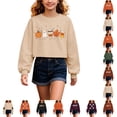 thumbnail image 1 of WhouRiu Girls Halloween Graphic Tees Kids Long Sleeve Crew Neck Crop Tshirt Comfortable Cute Holiday Party T Shirts,8-9 Years, 1 of 4