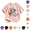 thumbnail image 1 of WhouRiu Girls Halloween Graphic Tees Kids Short Sleeve Crew Neck Tshirt Comfortable Cute Holiday Party T Shirts,3-4 Years, 1 of 4