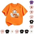 thumbnail image 1 of WhouRiu Girls Halloween Graphic Tees Kids Short Sleeve Crew Neck Tshirt Comfortable Cute Holiday Party T Shirts,4-5 Years, 1 of 4