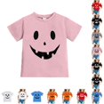 thumbnail image 1 of WhouRiu Girls Halloween Graphic Tees Kids Short Sleeve Crew Neck Tshirt Comfortable Cute Holiday Party T Shirts,6-7 Years, 1 of 5
