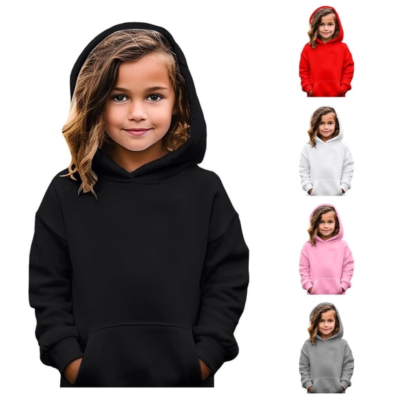 WhouRiu Girls Letter Graphic Hooded Sweatshirts Kids Autumn Casual Pullover Hoodies With Pockets