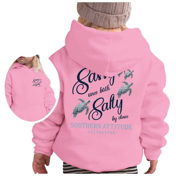WhouRiu Girls Letter Graphic Hooded Sweatshirts Kids Autumn Casual Pullover Hoodies With Pockets