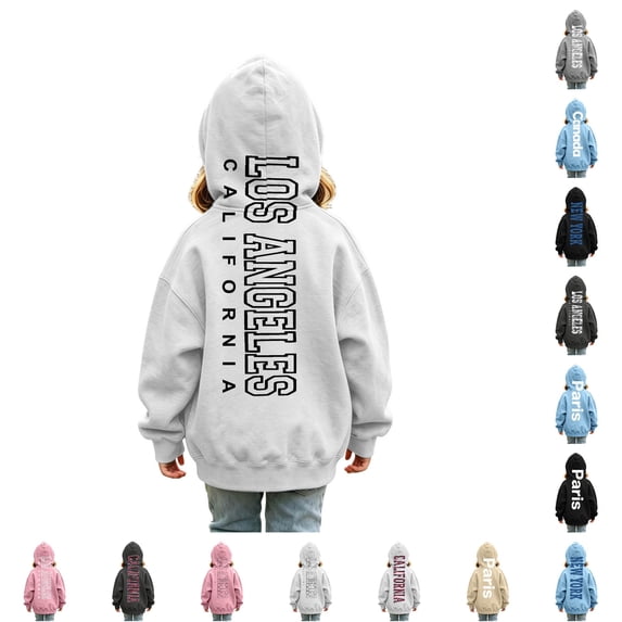 WhouRiu Girls Letter Graphic Hoodies Kids Long Sleeve Hooded Pullover Autumn Winter Cute Cozy Casual Sweatshirts With Pockets,3-4 Years
