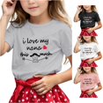 thumbnail image 1 of WhouRiu Girls Letter Graphic Tees Kids Short Sleeve Crew Neck Tshirt Comfortable Cute Casual Summer T Shirts,6-7 Years, 1 of 4