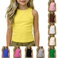 thumbnail image 1 of WhouRiu Girls Sleeveless Athletic Tank Tops Kids Solid Color Crew Neck Ribbed Racerback Undershirts Comfortable Cute Dance Workout Tops,11-12 Years, 1 of 9