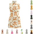 thumbnail image 1 of WhouRiu Girls Sleeveless Golf Dress Fashion Graphic Zipper High Neck A Line Dresses Kids Comfortable Cute Summer Athletic Sundress,14-15 Years, 1 of 6