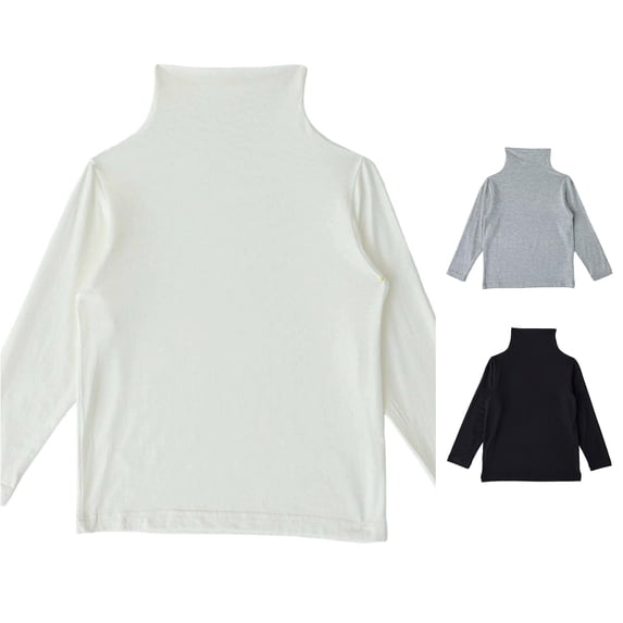 WhouRiu Girls Solid Color Basic Tees Kids Fashion Long Sleeve Turtleneck Tshirt Autumn Winter Comfortable Cute Casual T Shirts,7-8 Years
