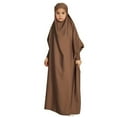 thumbnail image 1 of WhouRiu Girls Solid Long Sleeve Full Cover Robe Middle East Arabian Maxi Dress with Hijab Brown,Sizes 7-8, 1 of 7