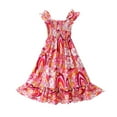 thumbnail image 1 of WhouRiu Girls Summer Boho Dresses Solid Color Sleeveless A Line Ruffle Dress Kids Comfortable Cute Everyday Casual Wear,11-12 Years, 1 of 3