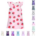 thumbnail image 1 of WhouRiu Girls Summer Cartoon Graphic Dresses Sleeveless Flutter Sleeve Crew Neck Dress Kids Comfortable Cute Party Nightgown,5-6 Years, 1 of 3