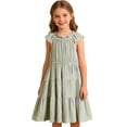 thumbnail image 1 of WhouRiu Girls Summer Sleeveless Dress Solid Color Crew Neck Ruffle Flowy Party Dresses Kids Casual Comfortable Cute Everyday Sundress,5-6 Years, 1 of 7