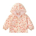 thumbnail image 1 of WhouRiu Infant Boy Girl Outdoor Jacket Floral Prints Zip Up Hooded Jacket Child Loose Breathable Windbreaker Jackets Beige,Sized 12-18 M, 1 of 5