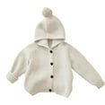 thumbnail image 1 of WhouRiu Infant Boy Girl Sweater Button Up Hooded Knit Cardigan Children Streetwear Soft Warm Fall Winter Sweaters Beige,Sized 18-24 M, 1 of 3