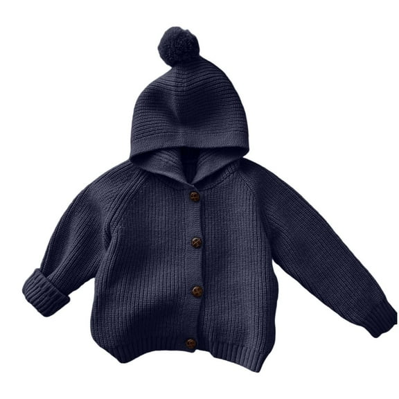 WhouRiu Infant Boy Girl Sweater Button Up Hooded Knit Cardigan Children Streetwear Soft Warm Fall Winter Sweaters Black,Sized 12-18 M