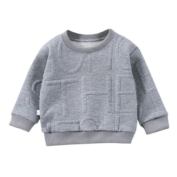 WhouRiu Boy Girl Sweatshirt Letter Embroidery Long Sleeve Top Loose Soft Cozy Fall Pullover Sweatshirt Gray,Sized 12-18 M