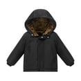 thumbnail image 1 of WhouRiu Boy Puffy Coat Winter Warm Thickened Zipper Hooded Windproof Jacket Windbreaker Outerwear Black,Sized 18-24 M, 1 of 8