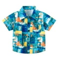 thumbnail image 1 of WhouRiu Boys Shirts Short Sleeve Cartoon Prints Button Tops Kids Hawaii Beach Holiday Shirts Blue,Sizes 18-24 M, 1 of 6