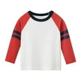 thumbnail image 1 of WhouRiu Boys' Tshirts Long Sleeve Stripe Patchwork Color Tops Kids Casual Autumn Winter Clothes Red,Sizes 1-2, 1 of 3
