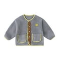 thumbnail image 1 of WhouRiu Infant Girl Boy Jacket Long Sleeved Button Outerwear Comfy Lightweight Fall Casual Jacket with Pockets Gray,Sized 12-18 M, 1 of 2