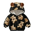 thumbnail image 1 of WhouRiu Girl Boy Winter Coat Thick Warm Cute Bear Hooded Zip Padded Coat Kids Thermal Soft Winter Jacktes Black,Sized 18-24 M, 1 of 6