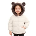 thumbnail image 1 of WhouRiu Girl Winter Coat Trim Hooded Warm Thickened Thermal Puffer Jacket Kids Insulated Windproof Padded Coats Beige,Sized 18-24 M, 1 of 4