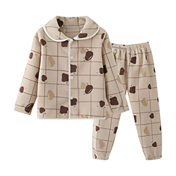 WhouRiu Infant Girl's Outfits Long Sleeve Tshirt Soft Pants Children Soft Loungewear Comfortable Nightwear Outfit Set Beige,Size 18-24 M