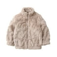 thumbnail image 1 of WhouRiu Girl's Winter Coat Flannel Thermal Zip Stand Collar Jacket Kids Thick Warm Soft Cozy Outwear Coats Beige,Sized 1-2, 1 of 8