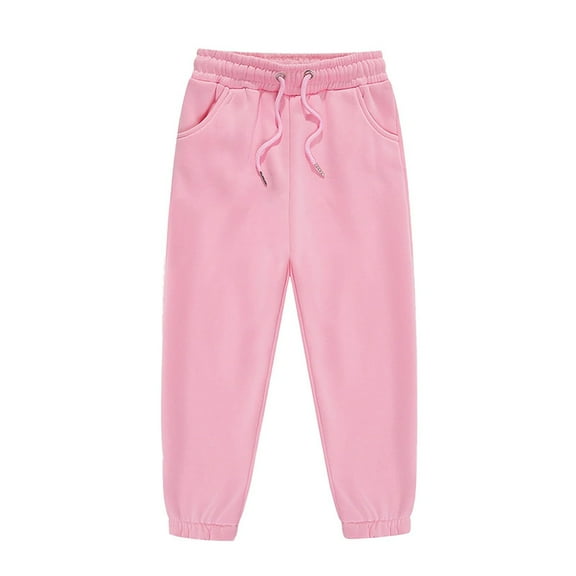WhouRiu Kids Girls Pants Fashion Solid Color Baggy Sports Jogger Trousers Toddler Girls Loose Fit Leisure Style Pants Pink,Sizes 4-5