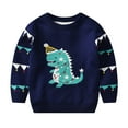 thumbnail image 1 of WhouRiu Little Boy' Christmas Sweater Dinosaur Knitted Long Sleeve Sweater Children Holiday Party Cozy Soft Winter Sweaters Blue,Sized 5-6, 1 of 3