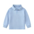 thumbnail image 1 of WhouRiu Little Boy Girl T Shirt Polo Collar Long Sleeve Tshirt Kids Comfortable Stylish Durable Athletic T Shirts Blue,Size 7-8 Years, 1 of 3