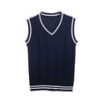 thumbnail image 1 of WhouRiu Little Boy;S Sweater School Wear V Neck Vest Sweater Sleeveless Warm Cozy Knitted Pullover Top Blue,Sized 6-7, 1 of 3