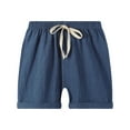 thumbnail image 1 of WhouRiu Little Boy' Shorts Drawstring Elastic Waisted Relaxed Shorts Children Summer Cozy Wide Leg Shorts Clothes Blue,Size 6-7 Y, 1 of 8