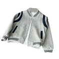 thumbnail image 1 of WhouRiu Little Boy's Bomber Jacket Long Sleeve Button Jacket Child Stylish Athletic School Autumn Outerwear Coats Gray,Sized 6-7, 1 of 8