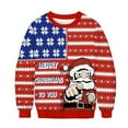 thumbnail image 1 of WhouRiu Little Boy's Christmas Sweatshirt Stylish Santa Print Loose Sweatshirt Soft Warm Holiday Sweatshirts Red,Sized 5-6, 1 of 2