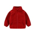 thumbnail image 1 of WhouRiu Little Boy's Coat Winter Warm Thickened Fleece Full Zip Soft Cozy Stylish Outerwear Coats Red,Sized 6-7, 1 of 2