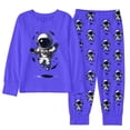 thumbnail image 1 of WhouRiu Little Boy's Outfit Set Spring Astronaut Cartoon Print Long Sleeve Top Pants Loungewear Cozy Soft Outfits for Kids Blue,Size 7-8 Y, 1 of 2