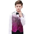 thumbnail image 1 of WhouRiu Little Boys Outfits Sequin Sleeveless Lapel Button Vest with Bow Tie Loose Party Formal Suit for Youth Pink,Size 5-6 Y, 1 of 7