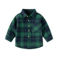thumbnail image 1 of WhouRiu Little Boys Shirts Long Sleeve Plaid Prints Tee Tops with Pockets Child Spring Fall Comfy Shirts Green,Sizes 5-6, 1 of 3