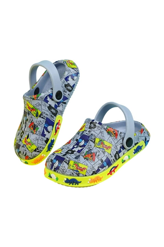 Little Boys Slippers Cartoon Dinosaur Soft Sole Slip-On Beach Clogs Children Comfy Outdoor Casual Bottom Shoes Blue Little Child11