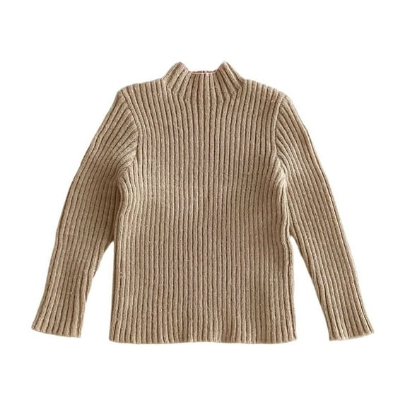 WhouRiu Little Boys Sweater Ribbed Knitted Long Sleeve Turtleneck Clothes Kids Winter Fall Stretch Tops Beige,Sizes 7-8
